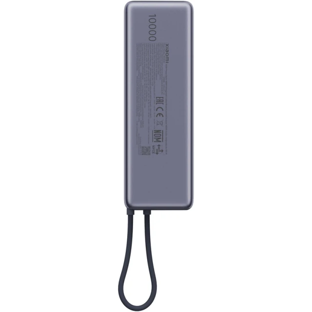 Портативний зарядний пристрій Xiaomi 165W 10000 mAh зі вбудованим кабелем Gray (6941812743614)