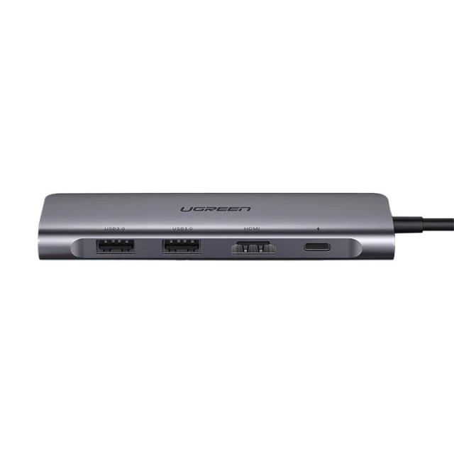 USB-хаб Ugreen CM195 5-in-1 USB-C to 2xUSB-A/HDMI/SD/TF PD Silver (15214)
