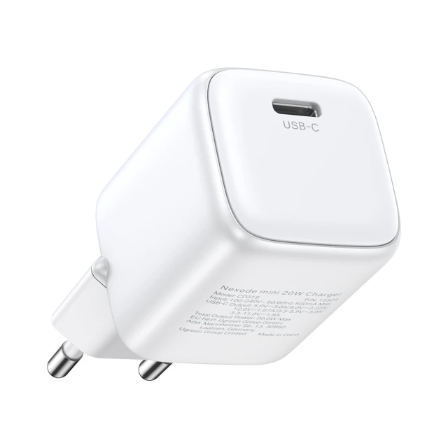 Мережевий зарядний пристрій Ugreen Nexode Mini CD319 PD 30W USB-C White (15326)