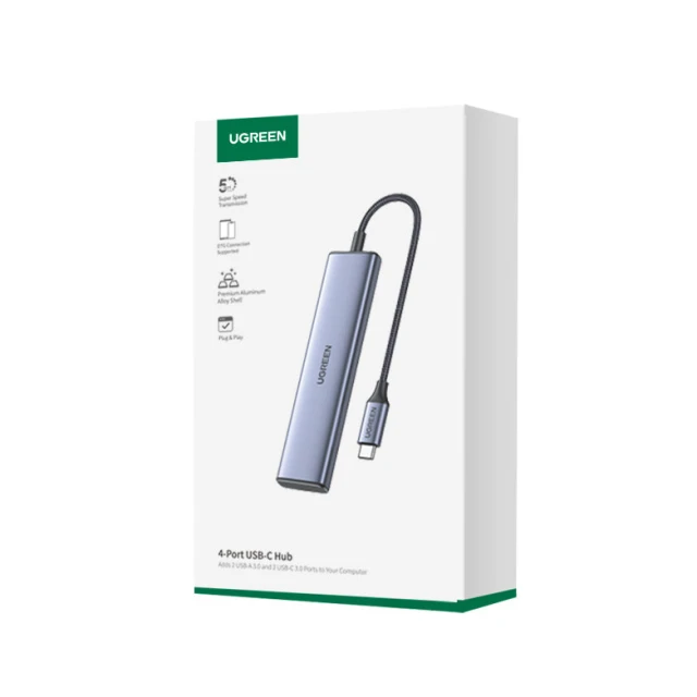 USB-хаб Ugreen 4-in-1 USB-C to 2xUSB-A/2хUSB-C Grey (15395-ugreen)