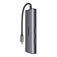 USB-хаб Ugreen CM498 7-in-1 USB-C to 2xUSB-A/2xUSB-C/HDMI/SD/TF Silver (15531)