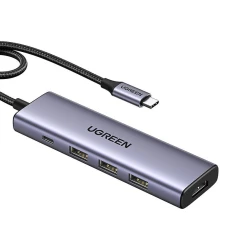 USB-хаб Ugreen USB-C to HDMI 4K | 3x USB-A | PD 100W Silver (CM511)