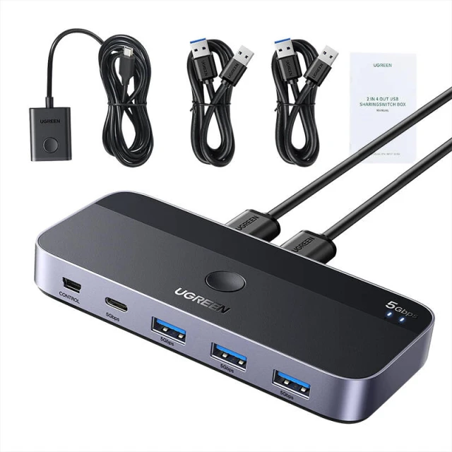 Розгалужувач Ugreen CM662 Switch 5-in-1 2xUSB-A to 3xUSB-A/USB-C/mini USB Black (15705)