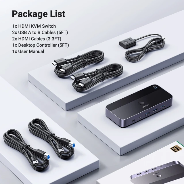 Перемикач KVM Ugreen CM664 HDMI 2в1 Black (15707)