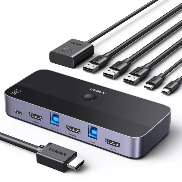 Перемикач KVM Ugreen CM664 HDMI 2в1 Black (15707)