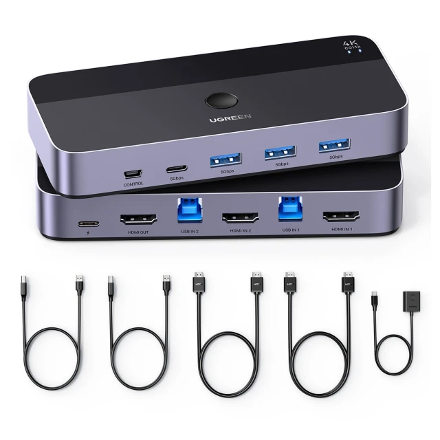 Перемикач KVM Ugreen CM664 HDMI 2в1 Black (15707)