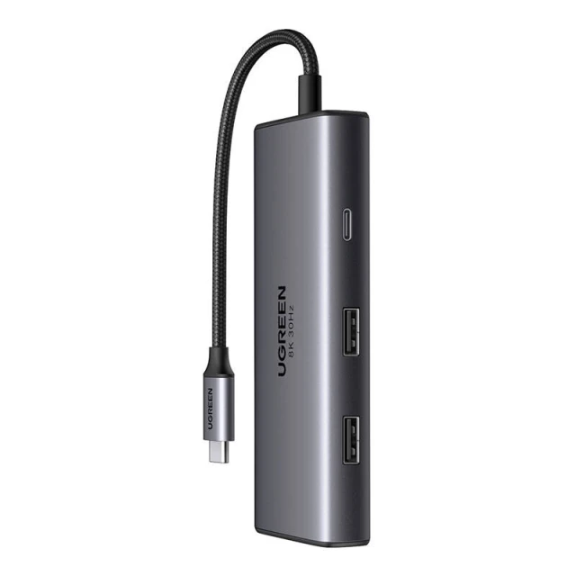 USB-хаб Ugreen CM498 6-in-1 USB-C to 2xUSB-A/2xUSB-C/2xHDMI Silver (15852)