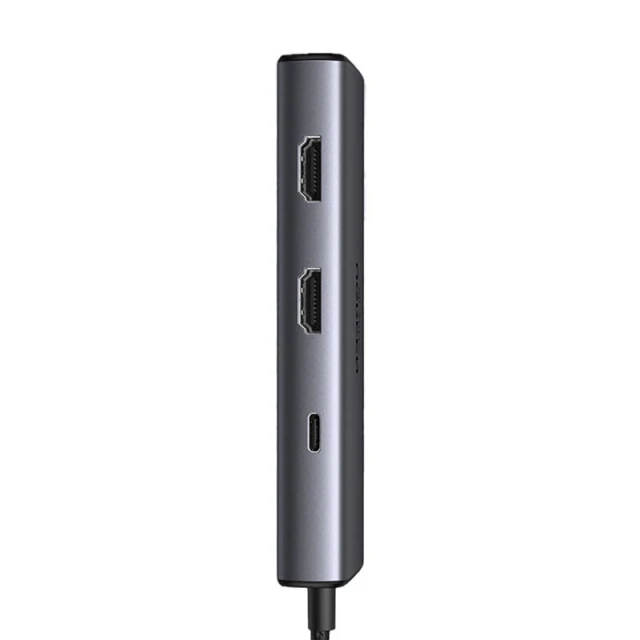 USB-хаб Ugreen CM498 6-in-1 USB-C to 2xUSB-A/2xUSB-C/2xHDMI Silver (15852)