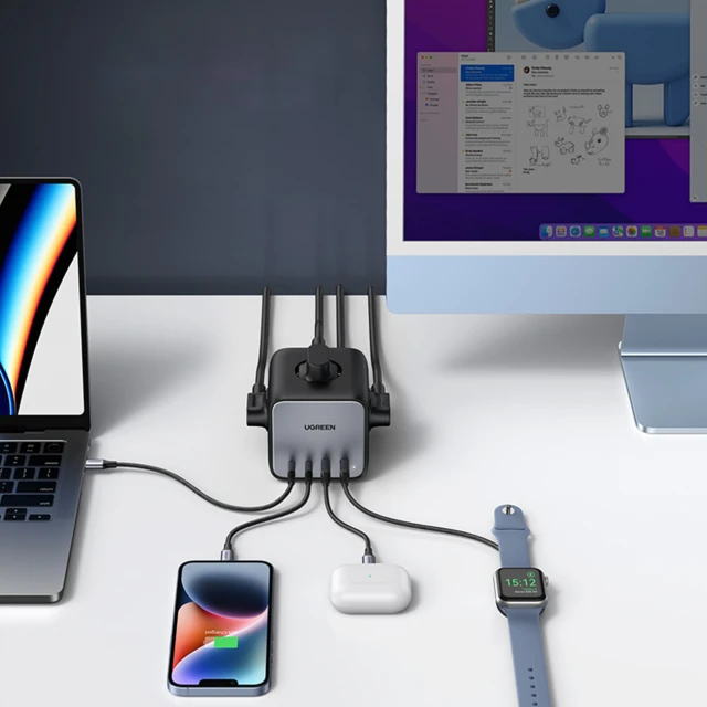 Мережевий подовжувач Ugreen 2x USB-C/2x USB-A/3x AC 65W Black (6941876221264)