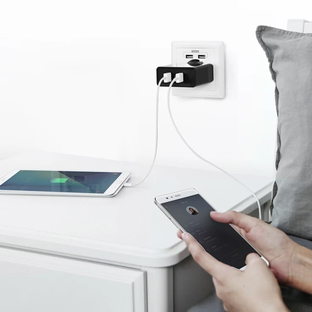 Мережевий зарядний пристрій Ugreen QC 36W 2xUSB-A Black (10216B)