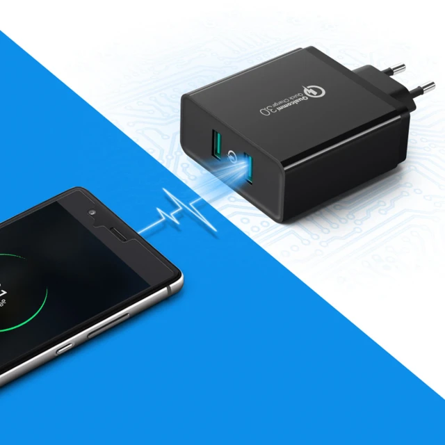 Мережевий зарядний пристрій Ugreen QC 36W 2xUSB-A Black (10216B)