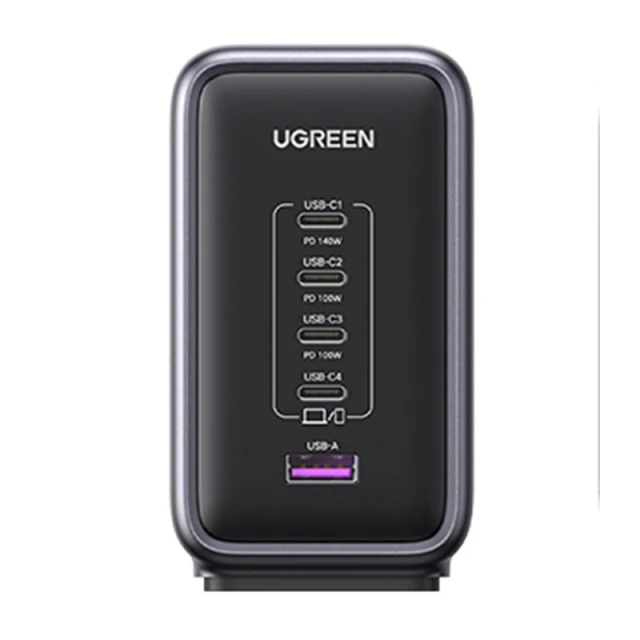 Мережевий зарядний пристрій Ugreen CD333 Nexode 300W GaN USB-A  | 4x USB-C with Cable USB-C Black (6941876221820)