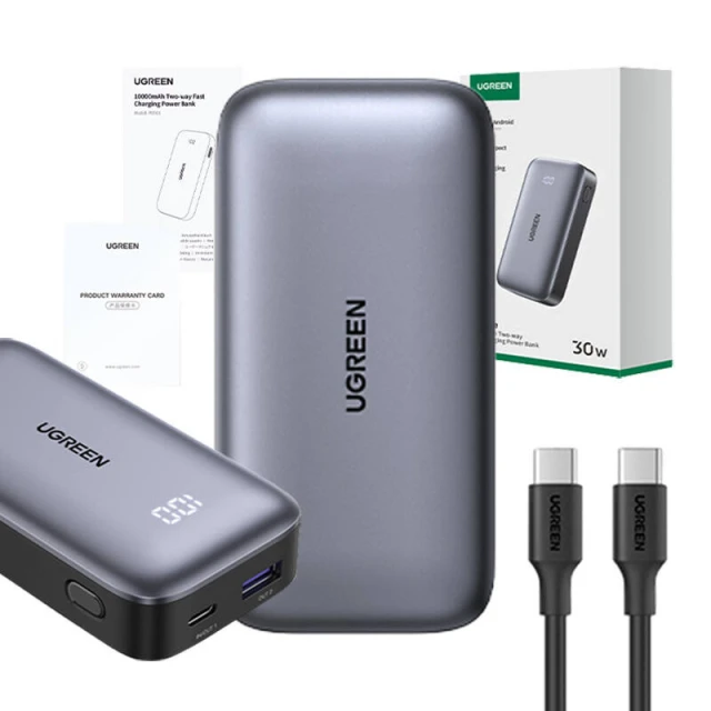 Портативний зарядний пристрій Ugreen Nexode PB502 10000mAh PD 30W USB-A | USB-C Black (6941876221851)