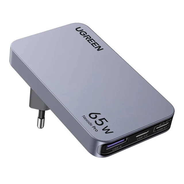 Мережевий зарядний пристрій Ugreen Nexode Pro 65W GaN 2x USB-C | USB-A Black (6941876223565)