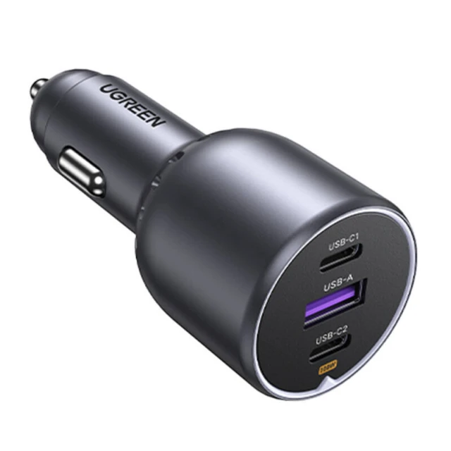 Автомобільний зарядний пристрій Ugreen EC705 2x USB-C | USB-A Black (6941876230259)