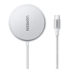 Бездротовий зарядний пристрій Ugreen 15W Silver with MagSafe (W703)