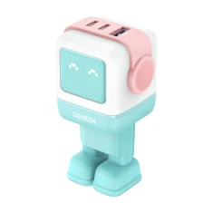 Мережевий зарядний пристрій Ugreen Nexode RG Robot 65W GaN 2x USB-C | USB-A Pink Blue (6941876238552)