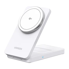 Беспроводная зарядка Ugreen W706 2в1, MagSafe, 15W (белая) (45057)