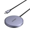 Бездротовий зарядний пристрій Ugreen W703 Magnetic 15W with Cable 1.5 m Grey with MagSafe (6941876252060)
