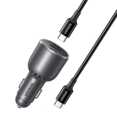 Автомобільний зарядний пристрій Ugreen EC705 USB 2x USB-C with Cabel 1 m Black (6941876255115)