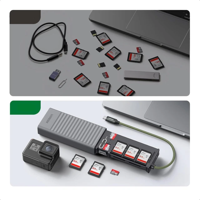 Картридер Ugreen CM856 USB / USB-C для SD и microSD (55899)