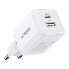 Мережевий зарядний пристрій Ugreen X514 USB + USB-C, GaN, 20W White (65006)