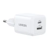 Мережевий зарядний пристрій Ugreen X514 USB + USB-C, GaN, 20W White (65006)