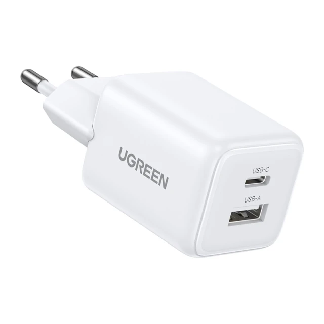 Мережевий зарядний пристрій Ugreen X514 USB + USB-C, GaN, 20W White (65006)