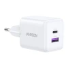 Мережевий зарядний пристрій Ugreen X516 USB + USB-C, GaN, 30W White (65015)