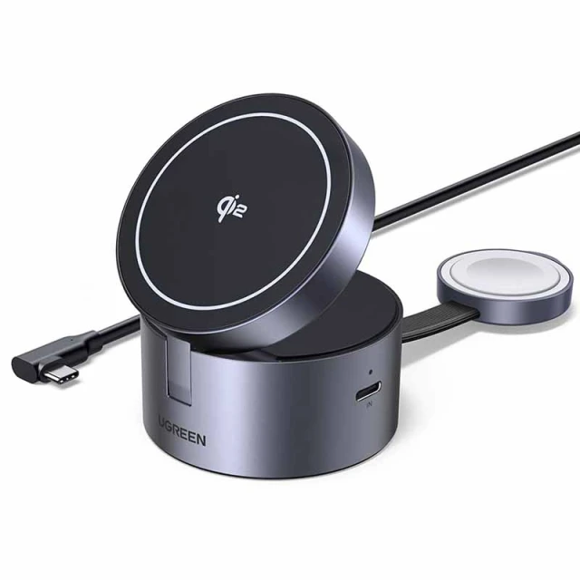 Бездротова зарядка Ugreen W712 3in1 25W USB-C Black with MagSafe (65148)