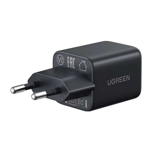 Мережевий зарядний пристрій Ugreen X514 USB + USB-C, GaN, 20W Black (65737)