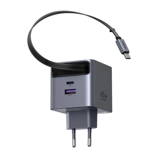 Сетевое зарядное устройство Ugreen X614 GaN USB-C + USB 45W Grey (65822)