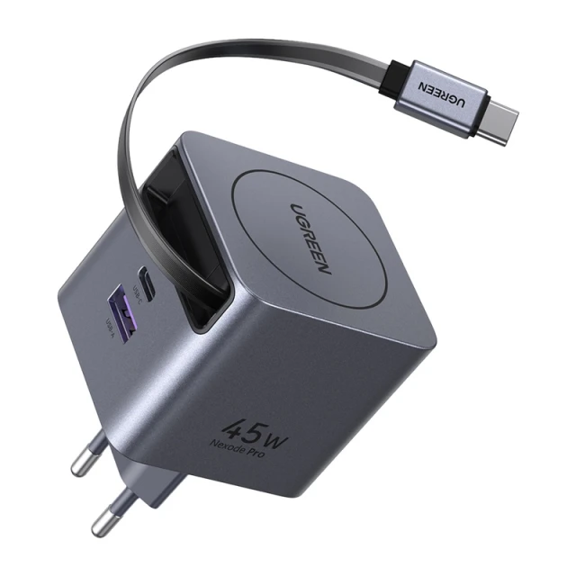 Сетевое зарядное устройство Ugreen X614 GaN USB-C + USB 45W Grey (65822)
