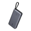Powerbank Ugreen PB552 25000mAh, 165W, USB + USB-C, вбудований кабель (сірий) (55995B)