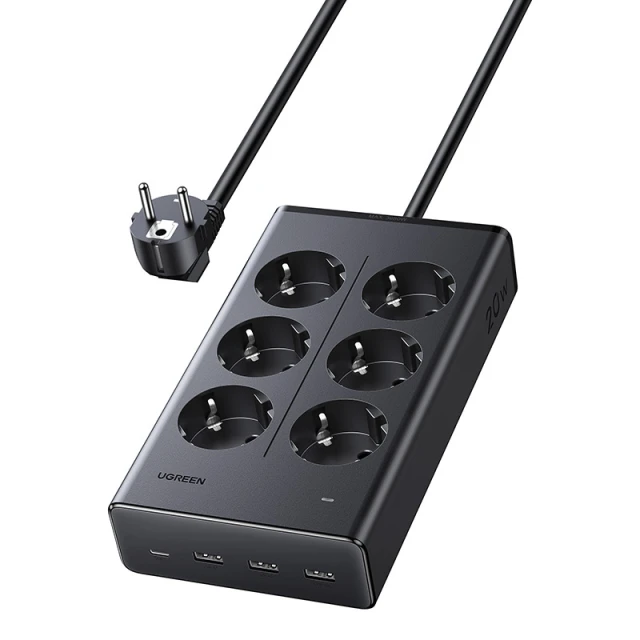 Мережевий фільтр Ugreen S622, 20W, 6xAC, 3xUSB, USB-C, кабель 1.5м (75141)