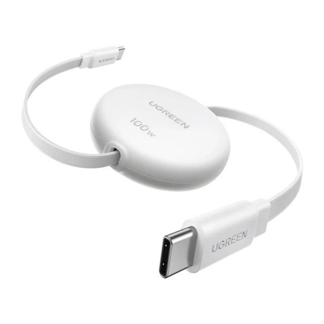 Кабель USB-C Ugreen L531 PD 100W що згортається 1m Білий (95673)