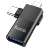 Адаптер Hoco UA17 OTG 2в1 USB C / Lightning to USB A Black (6942007602303)
