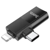 Адаптер Hoco UA17 OTG 2в1 USB C / Lightning to USB A Black (6942007602303)
