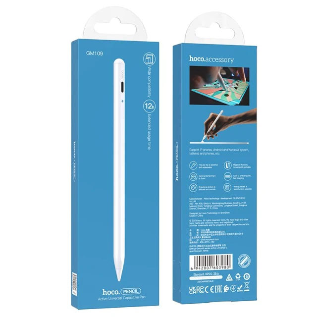 Стилус активний Hoco GM109 130 mAh White (6942007603980)