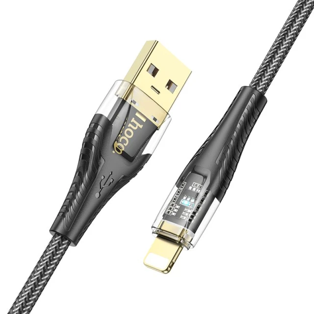 Кабель Hoco U121 USB-A to Lightning 2.4A 1.2m Transparent (6942007606967)