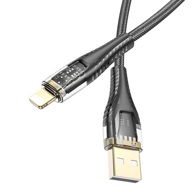 Кабель Hoco U121 USB-A to Lightning 2.4A 1.2m Transparent (6942007606967)