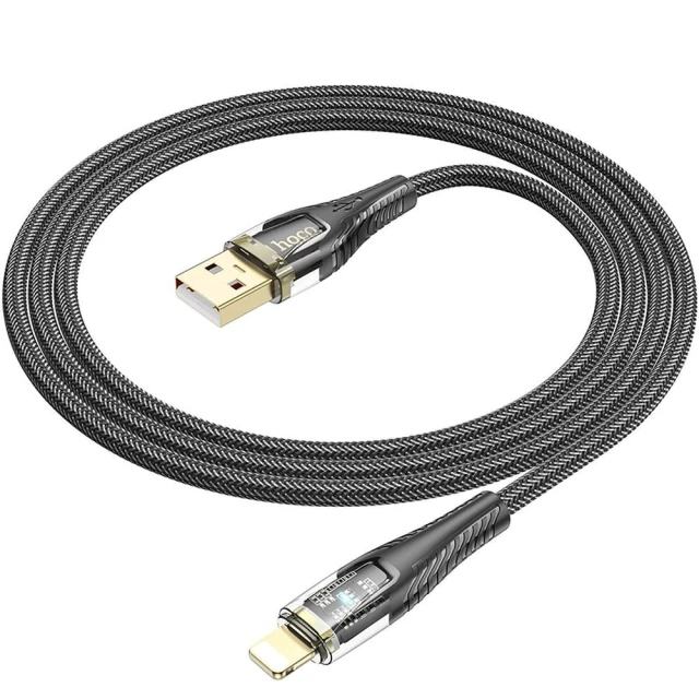 Кабель Hoco U121 USB-A to Lightning 2.4A 1.2m Transparent (6942007606967)