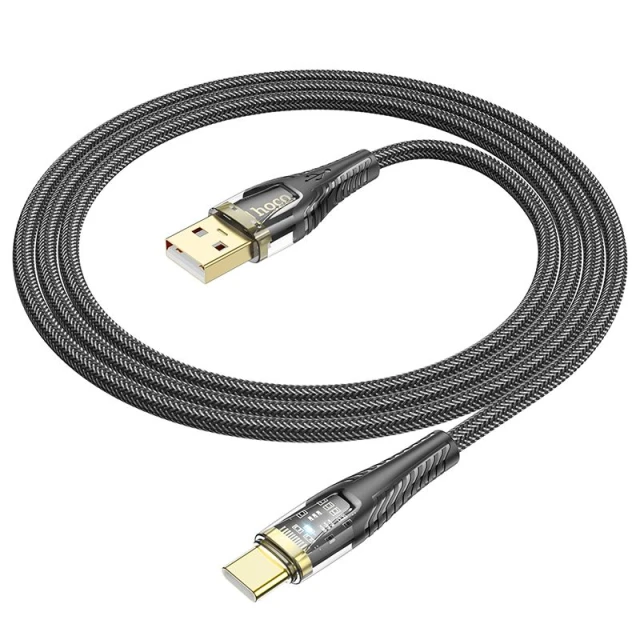 Кабель USB-A to USB-C Hoco U121 Black Transparent (6942007606974)