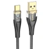 Кабель USB-A to USB-C Hoco U121 Black Transparent (6942007606974)