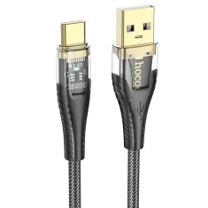 Кабель USB-A to USB-C Hoco U121 Black Transparent (6942007606974)