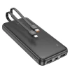 Powerbank Hoco J118 10000 mAh 2A з вбудованими кабелями USB C + Lightning Black (6942007608046)