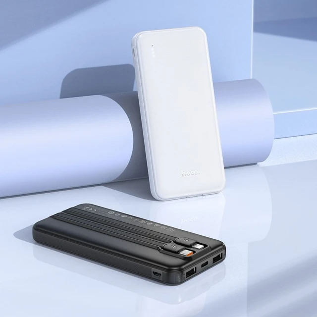 Powerbank Hoco J118 10000 mAh 2A з вбудованими кабелями USB C + Lightning Black (6942007608046)