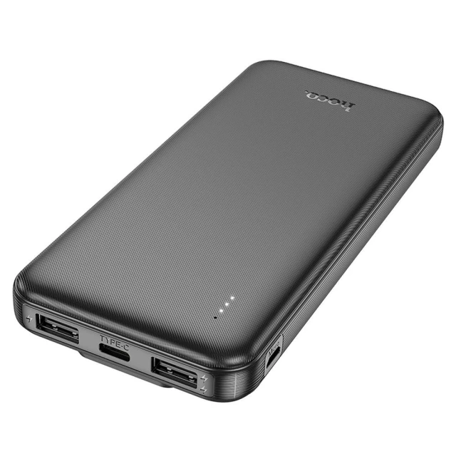 Powerbank Hoco J118 10000 mAh 2A з вбудованими кабелями USB C + Lightning Black (6942007608046)