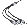 Кабель Hoco X102 3в1 USB A к Lightning/Micro USB/USB C 2.4A 1 м Black (6942007608794)