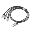 Кабель Hoco X102 3в1 USB A к Lightning/Micro USB/USB C 2.4A 1 м Black (6942007608794)